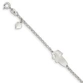 Sterling Silver Polished Childrens Teddy Bear 5in Plus 1in Ext ID Bracelet